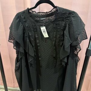 Torrid Black Ruffle Blouse